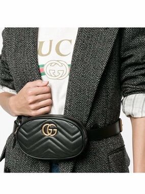 Gucci GG Marmont Matelassé Belt / Waist Bum Bag | Style 476434 | Authentic